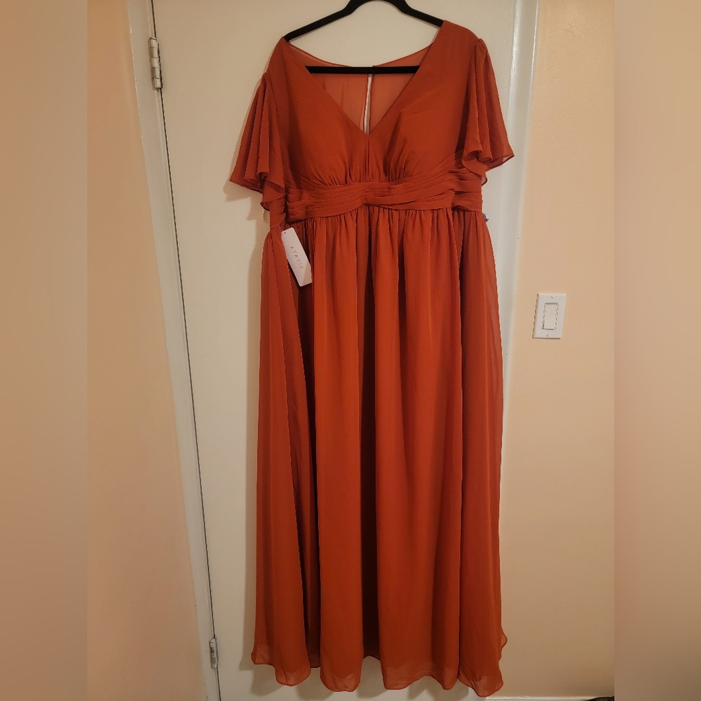 Azazie Maxi Dress Size 20 Nwt Flowy Fairycore Coquette Barbiecore Classi…